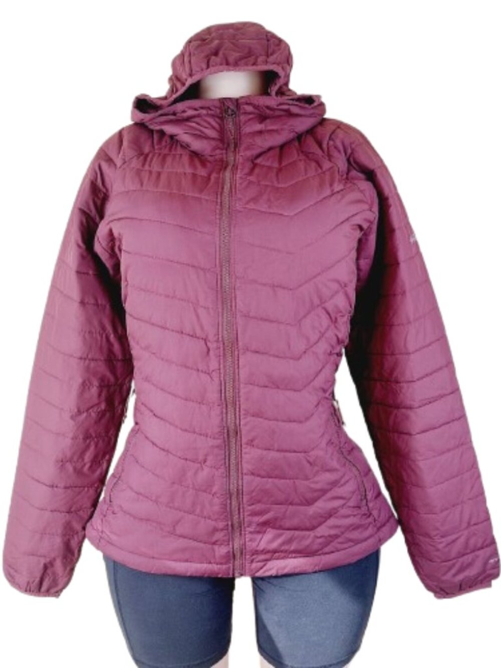 Columbia Women's Rich Wine Powder Lite Hooded Insulated Puffer Jacket Size L
